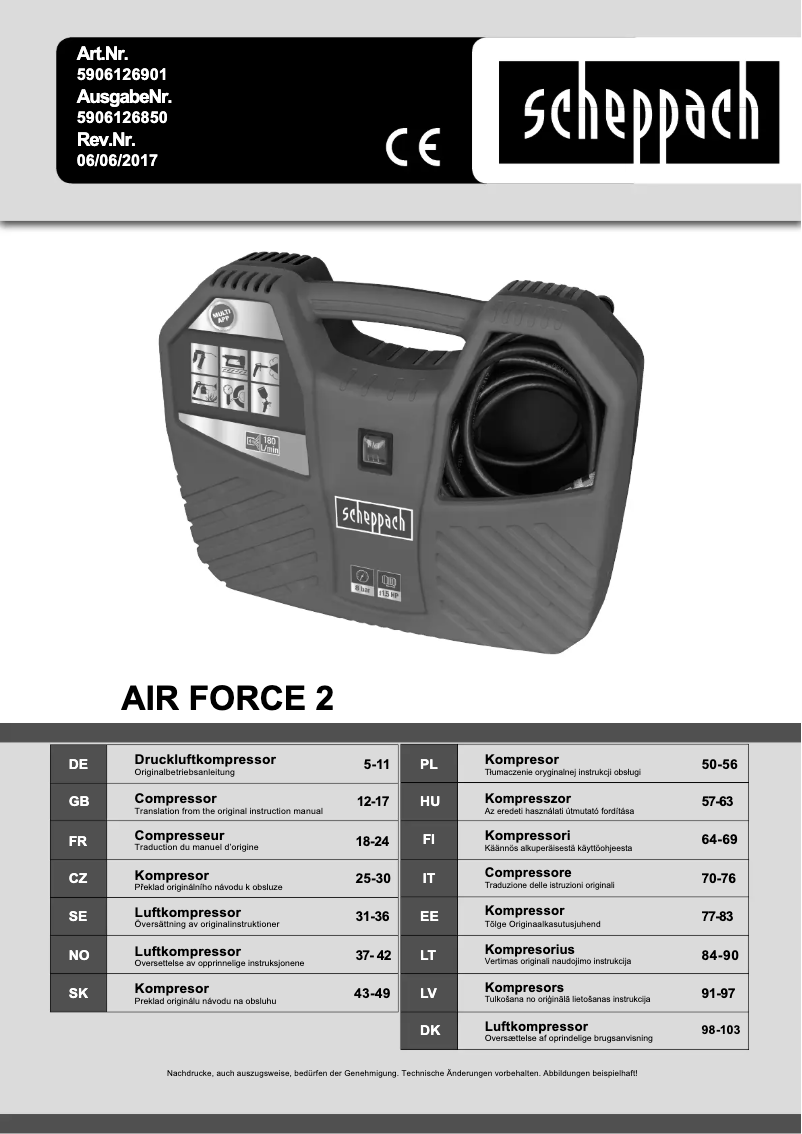 First page image of the manual for 5906123901