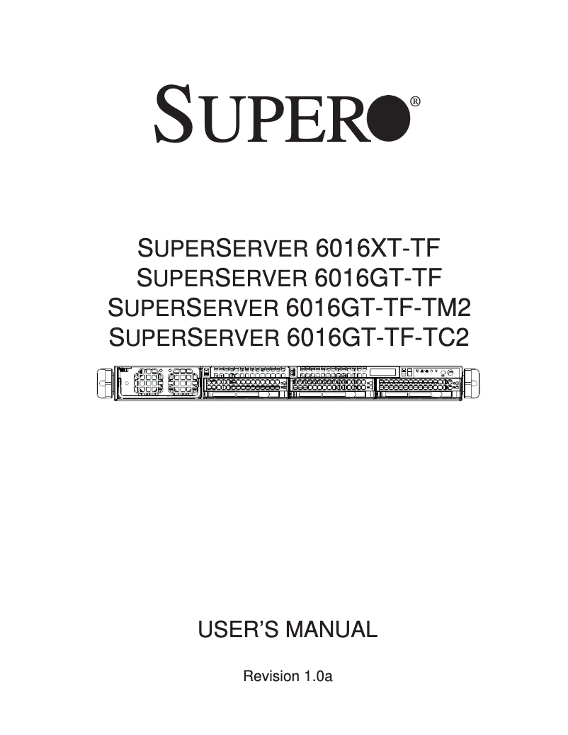 Page n°1 - Manuel utilisateur Supermicro 6016GT-TF