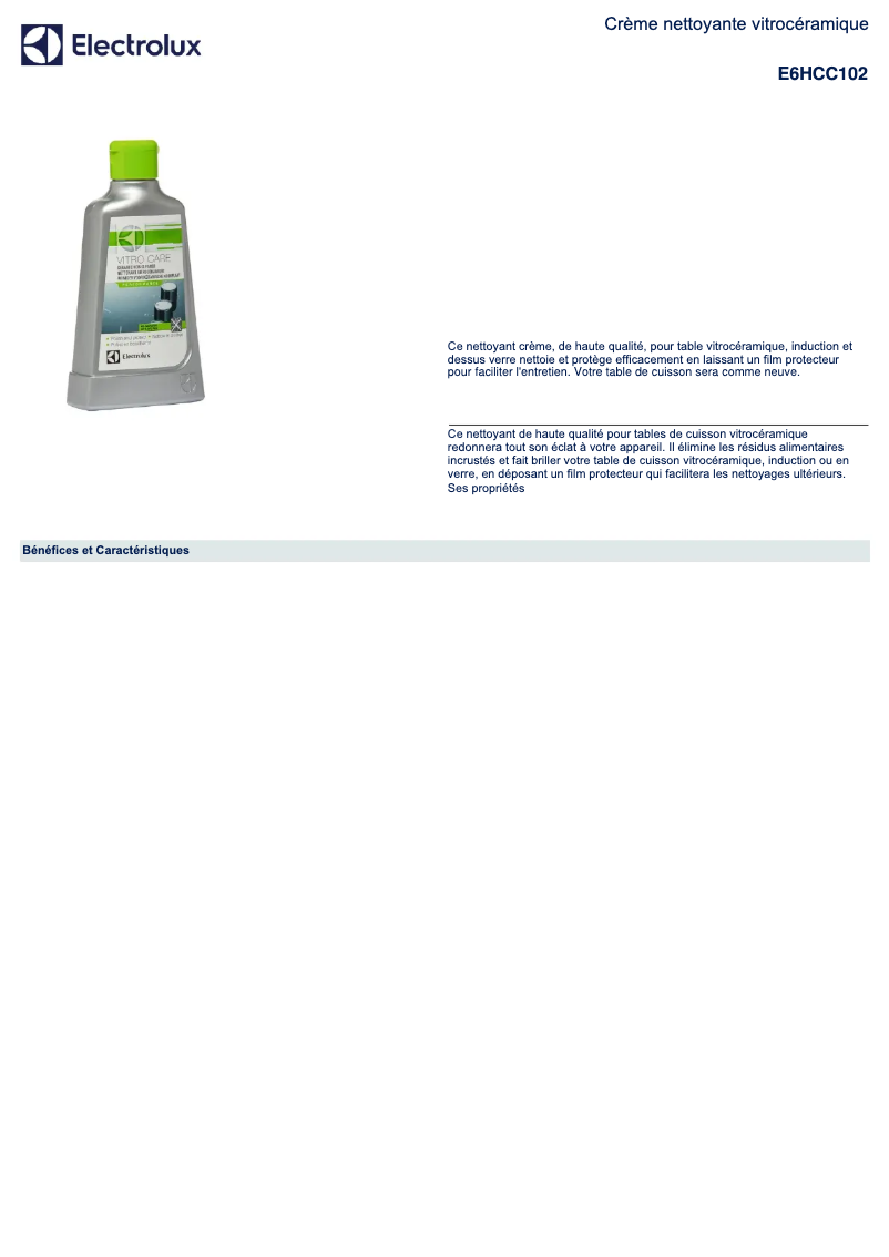 Page 1 de la notice Manuel utilisateur Electrolux E6HCC102