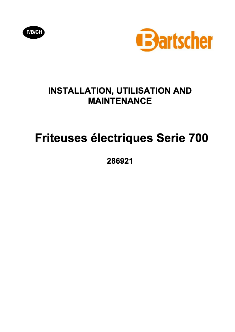 Page 1 de la notice Manuel utilisateur Bartscher 286921