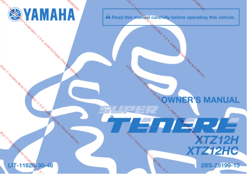 Page 1 de la notice Manuel utilisateur Yamaha Super Ténéré (2017)