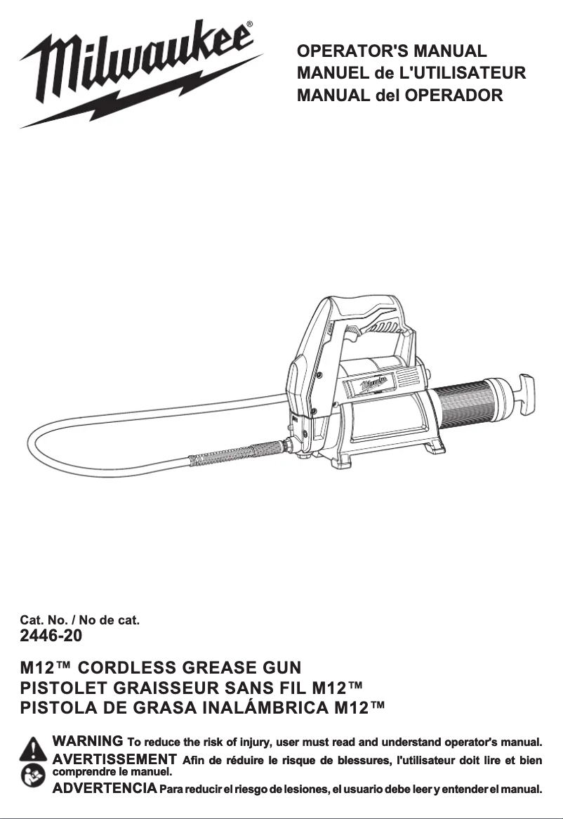 Page n°1 - Manuel utilisateur Milwaukee M12 2446-21XC