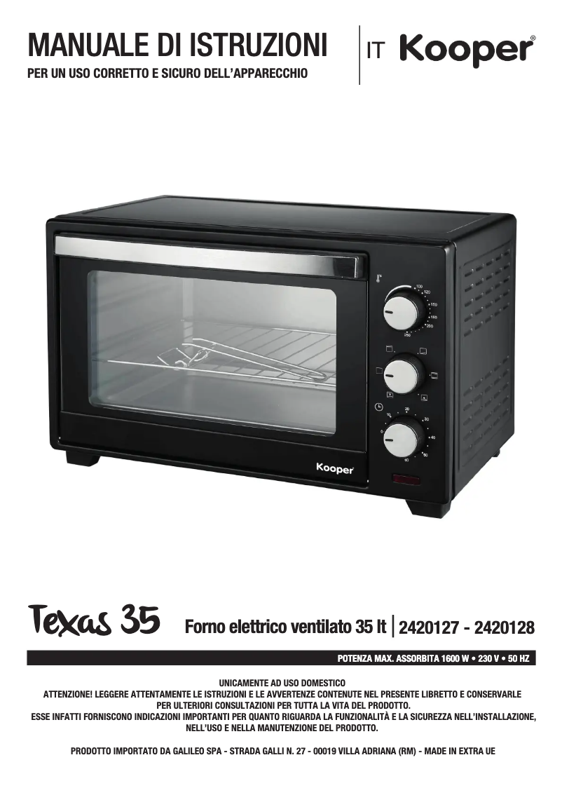 Page 1 de la notice Manuel utilisateur Kooper 2420128