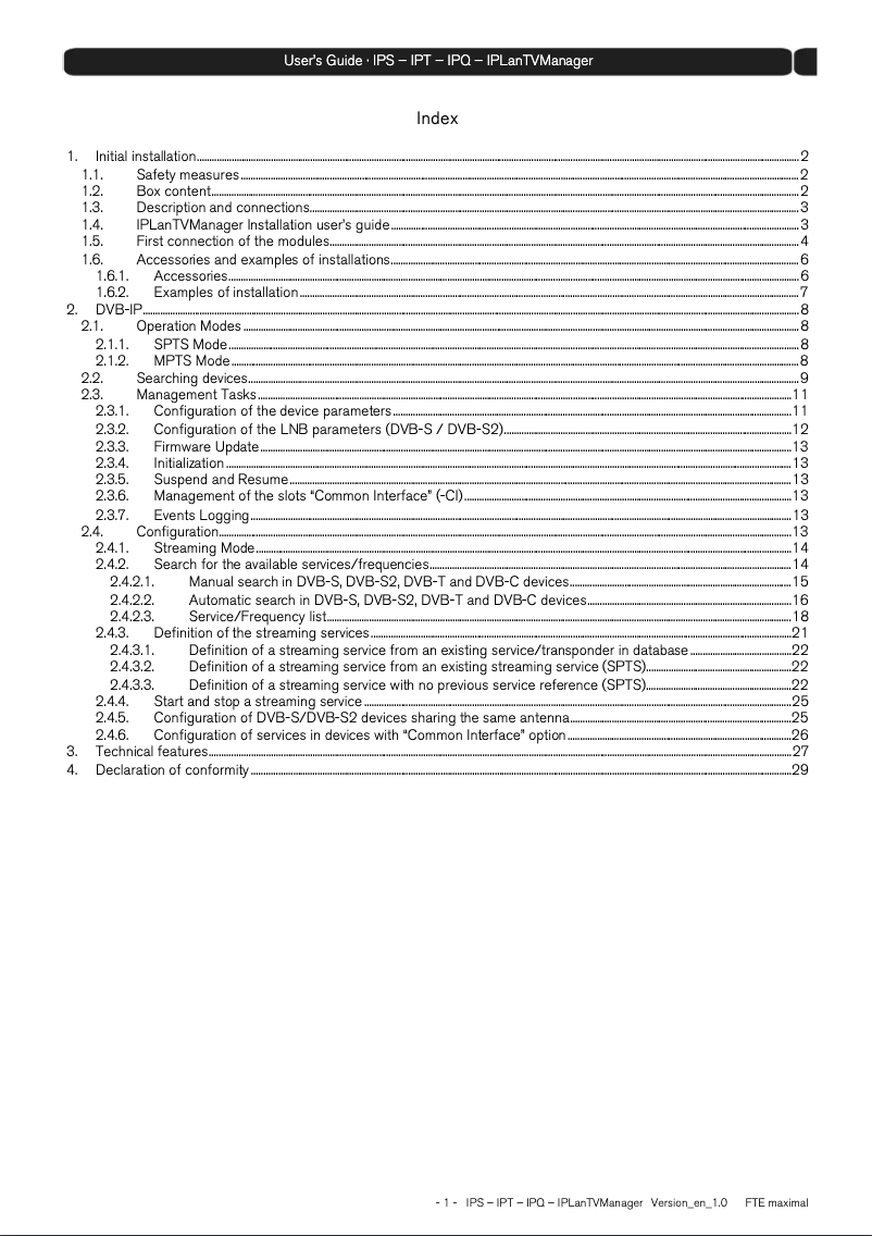 Page 1 de la notice Manuel utilisateur Fte maximal IPS 310 CI
