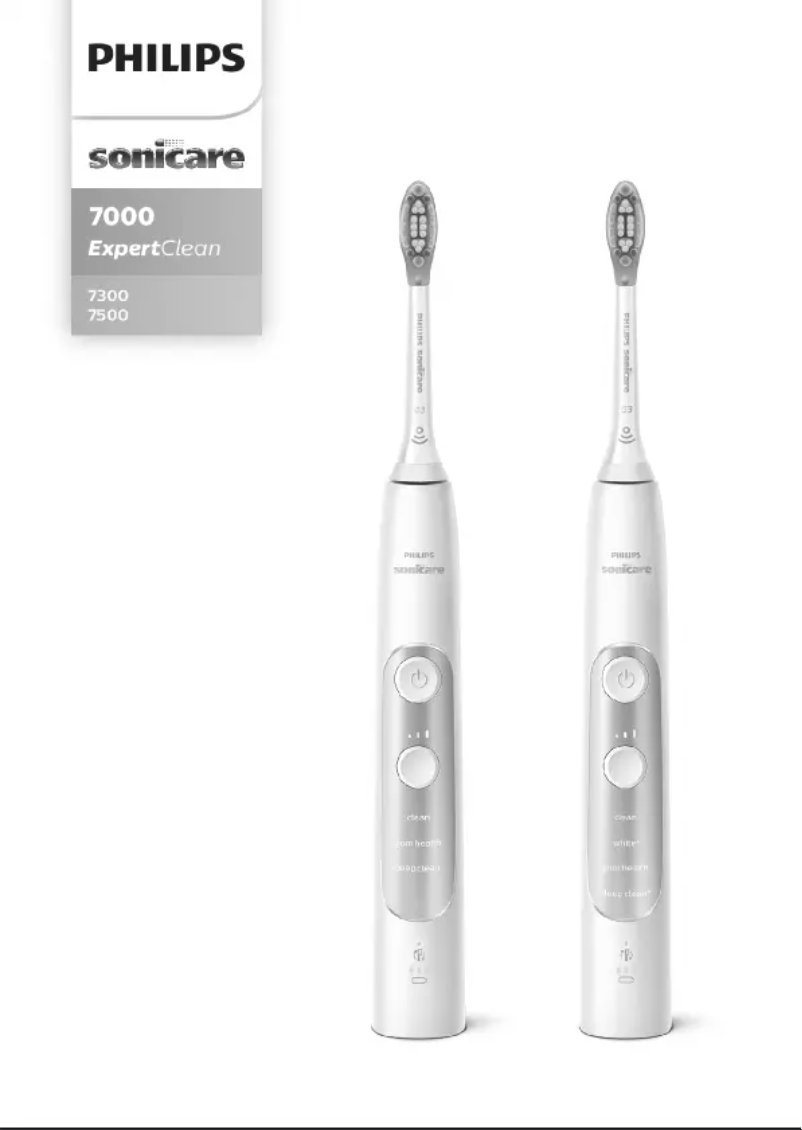 Image de la première page du manuel de l'appareil Sonicare ExpertClean 7500 HX9631