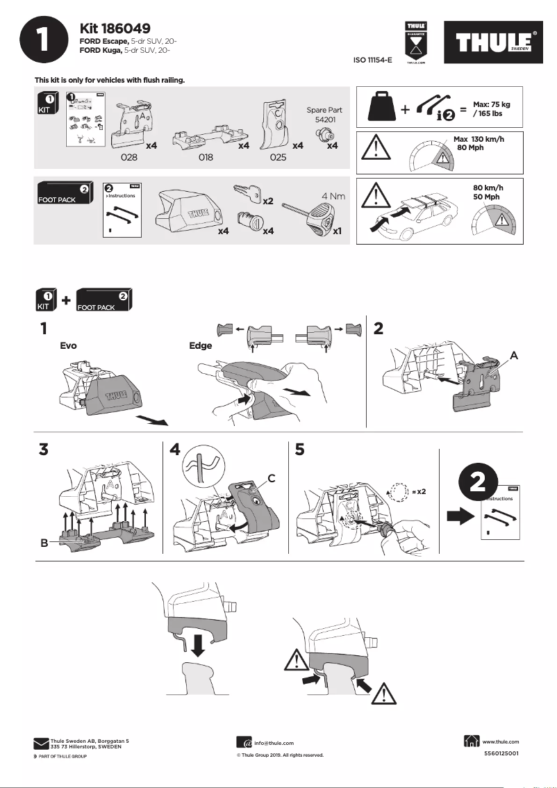 Page 1 de la notice Manuel utilisateur Thule Kit 186049