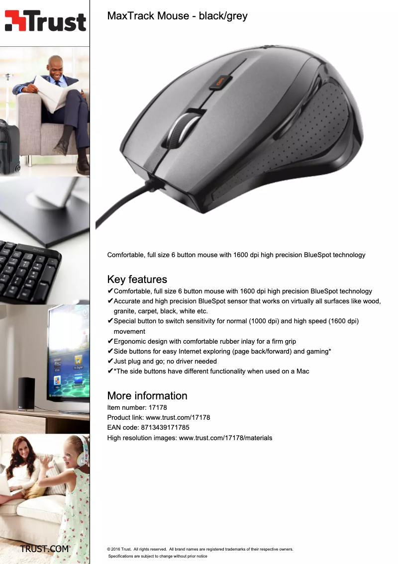 Image de la première page du manuel de l'appareil MaxTrack Mouse