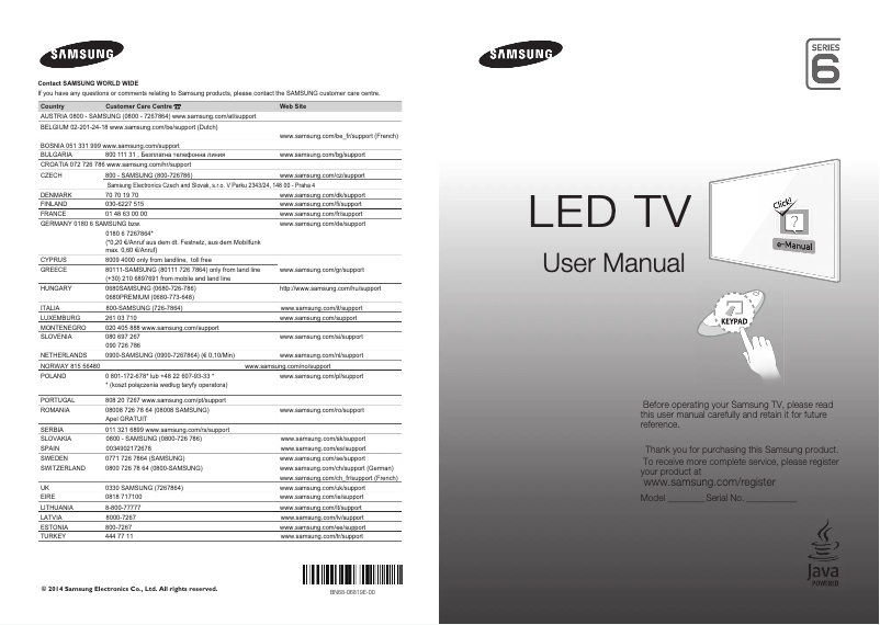 Page 1 de la notice Manuel utilisateur Samsung UE40H6670SZ