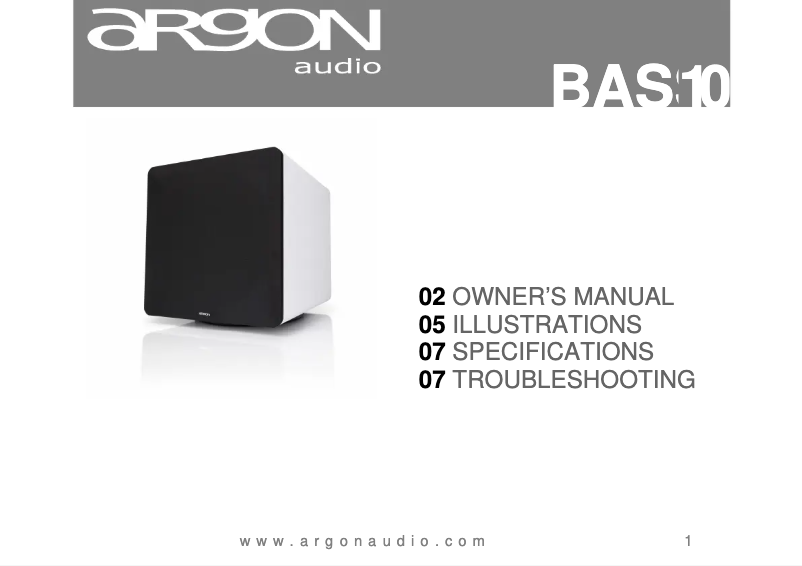 Page n°1 - Manuel utilisateur Argon BASS10 MK2