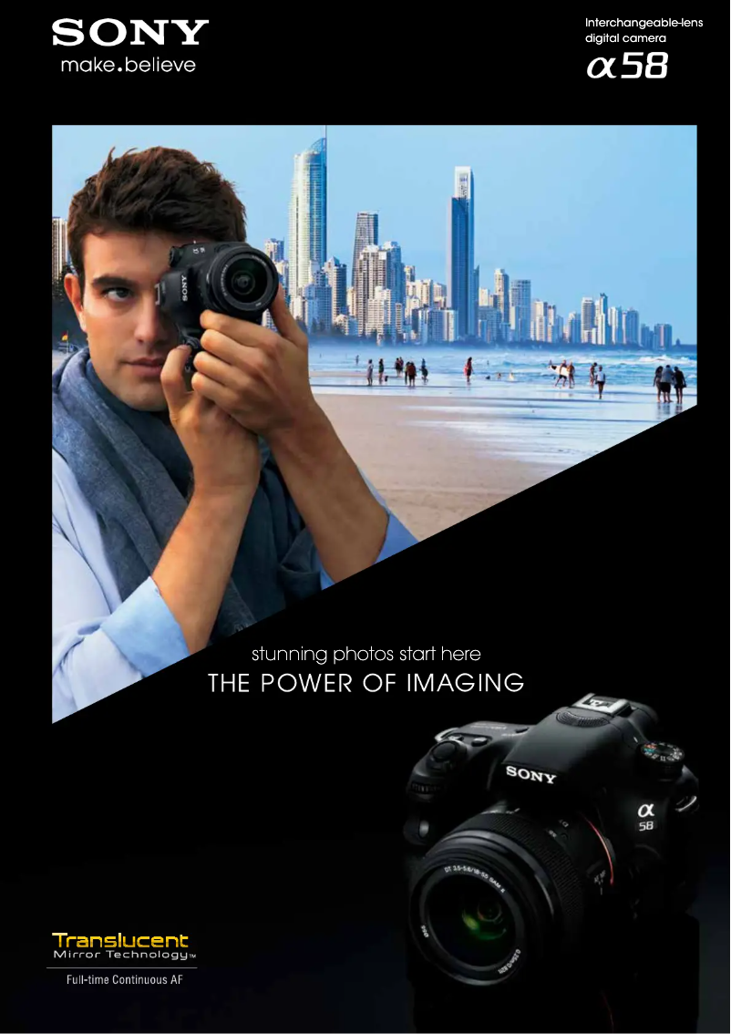 Page 1 de la notice Brochure Sony Alpha SLT-A58