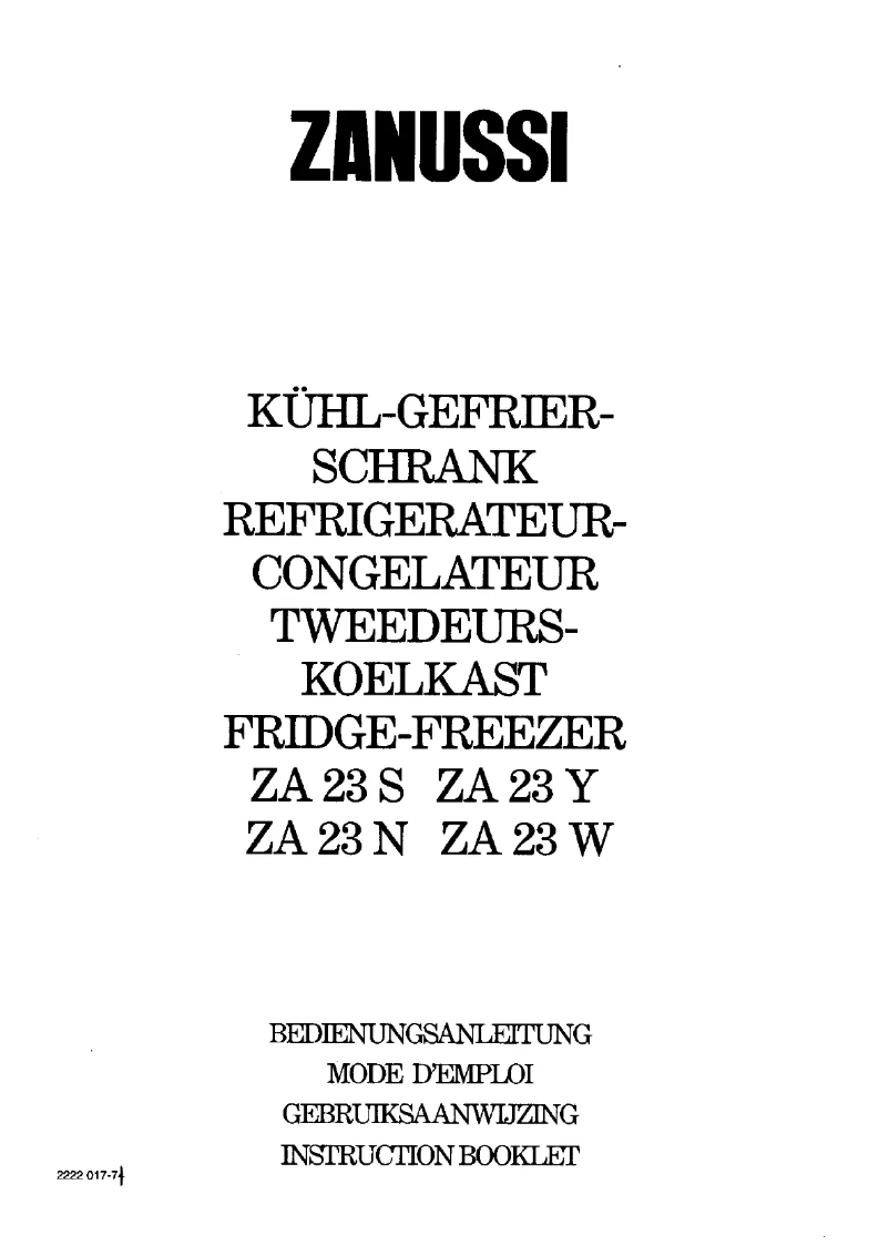 Image de la première page du manuel de l'appareil ZA 23 w