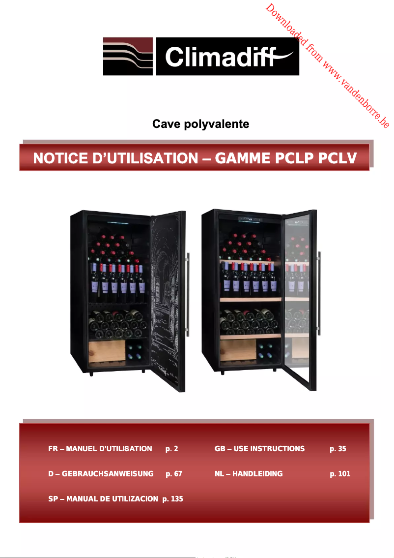 Page 1 de la notice Manuel utilisateur Climadiff PCLP250