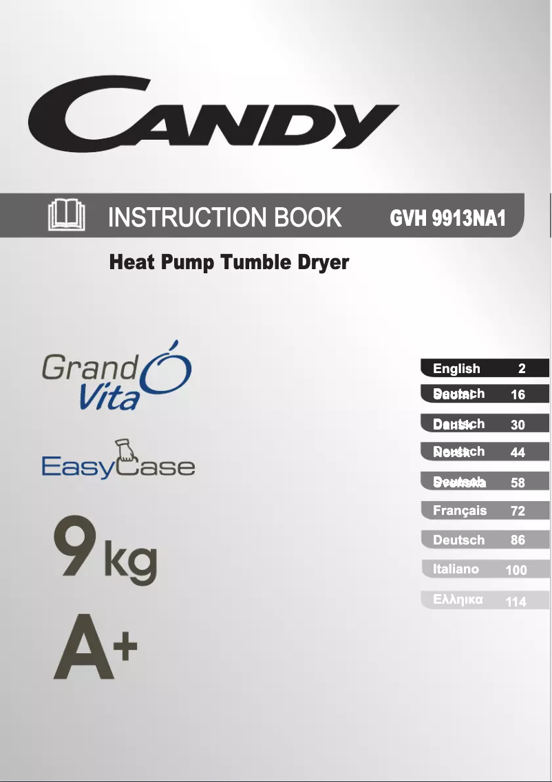 Page 1 de la notice Manuel utilisateur Candy GVH 9913NA1-S