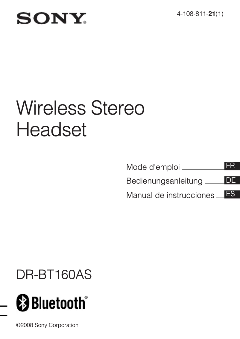 Page 1 de la notice Manuel utilisateur Sony DR-BT160AS