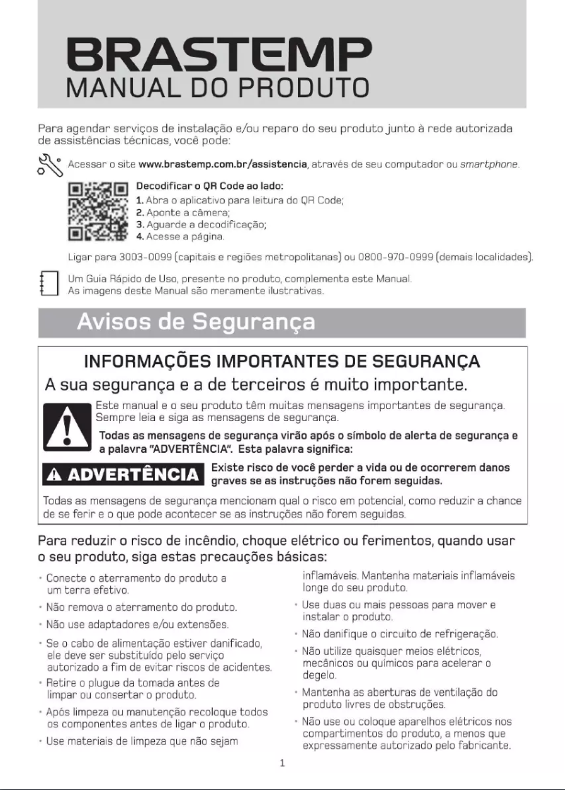 Page 1 de la notice Manuel utilisateur Brastemp BRO80AK