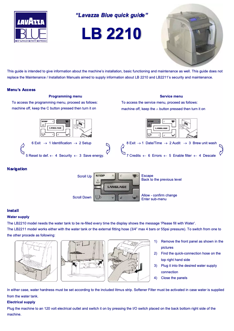 Image de la première page du manuel de l'appareil LB2210