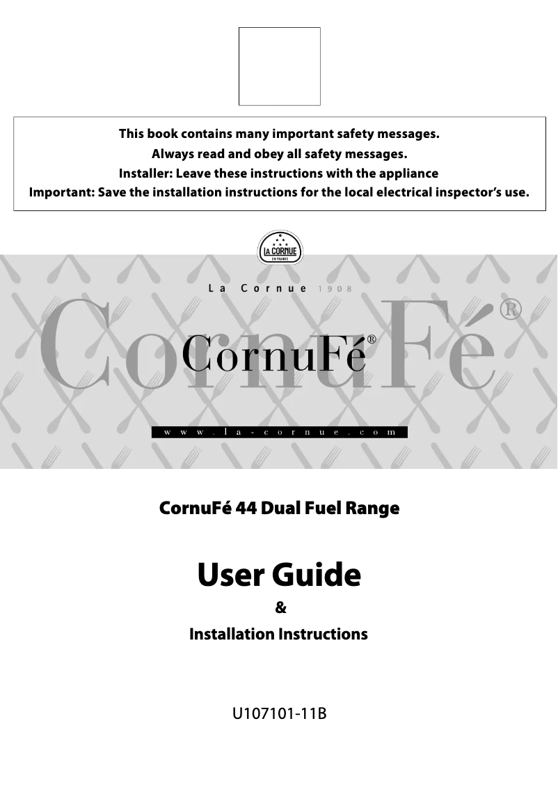 Página 1 del manual Manual de usuario La Cornue Cornufé 110