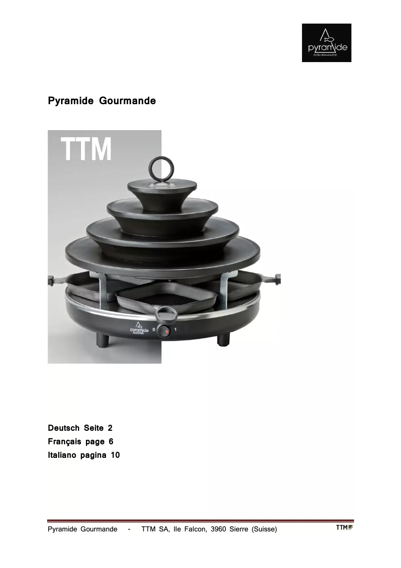 Page 1 de la notice Manuel utilisateur TTM Pyramide Gourmande