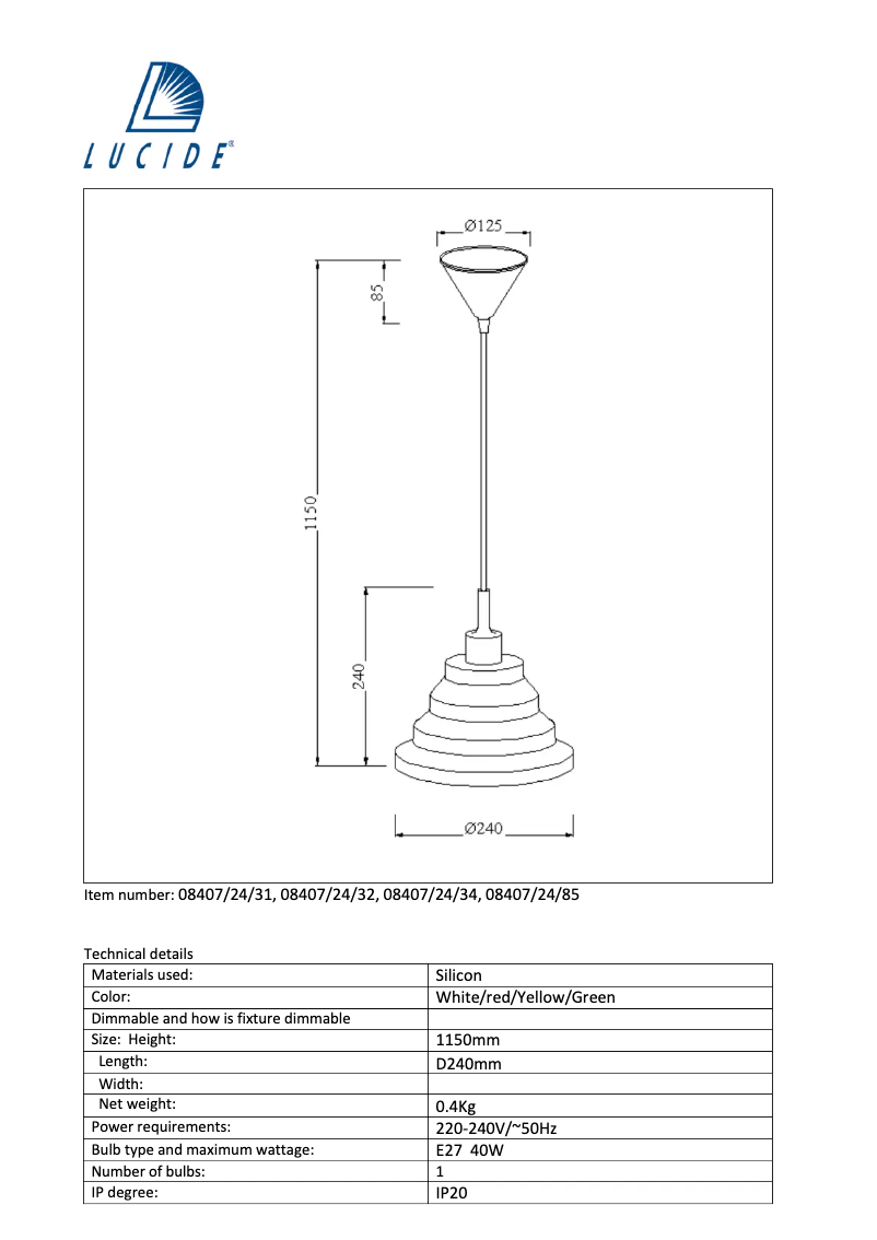 Image de la première page du manuel de l'appareil Tuti 08407/24/32