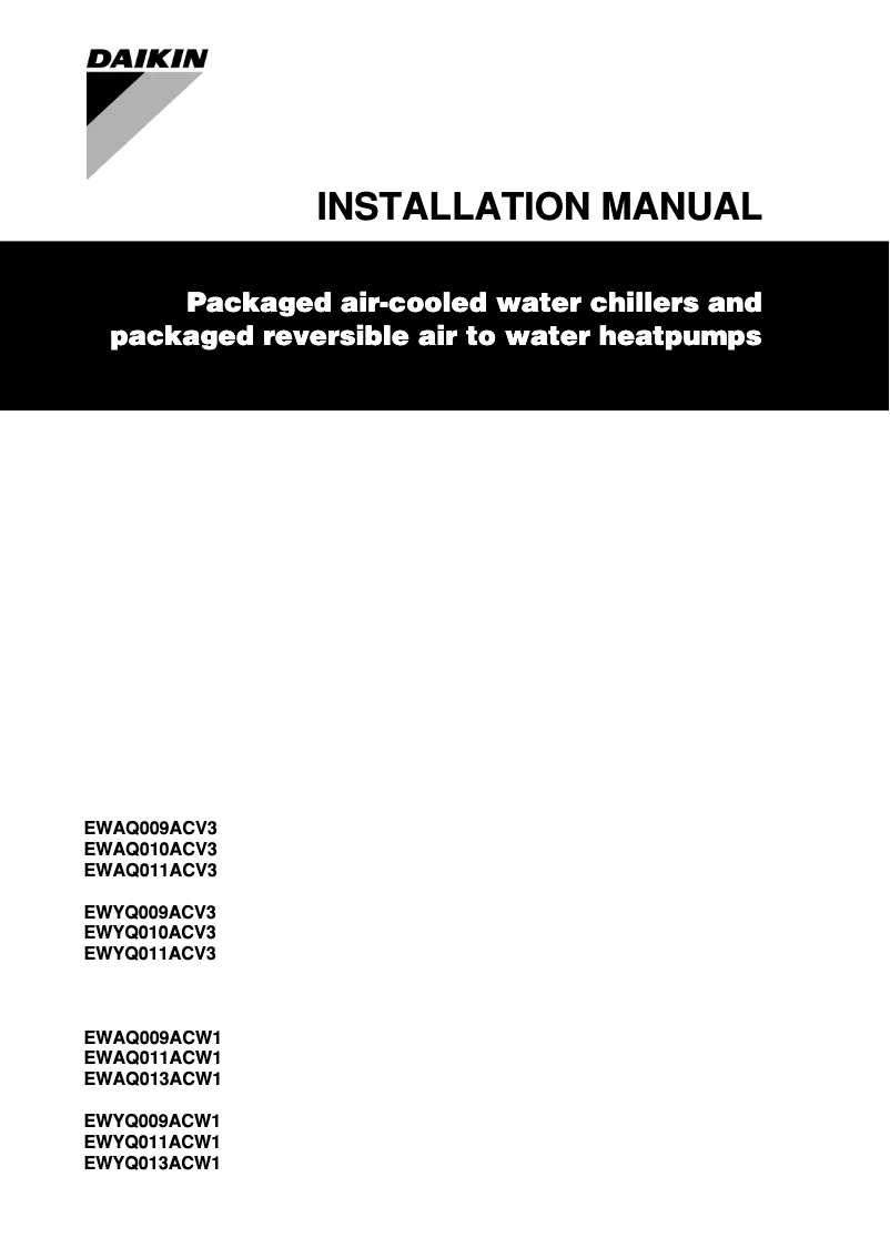 Página 1 del manual Guía de instalación Daikin EWYQ010ACV3