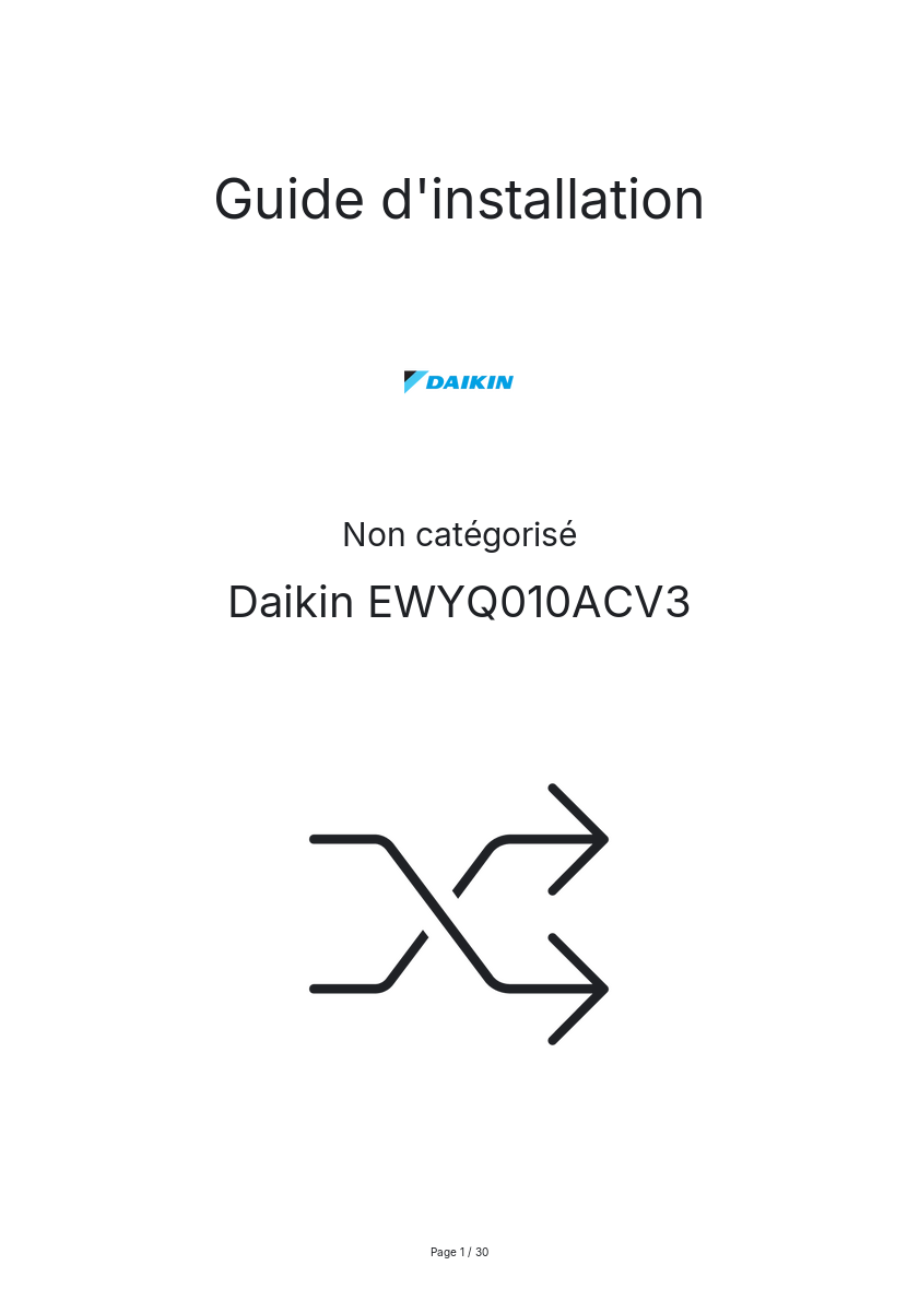 Page n°1 - Guide d'installation Daikin EWYQ010ACV3