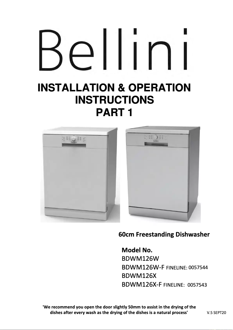 Page 1 de la notice Manuel utilisateur Bellini BDWM126W-F