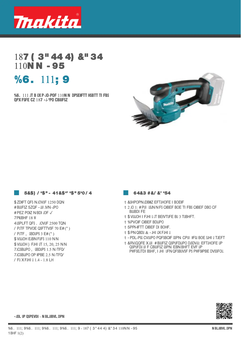 Page 1 de la notice Fiche technique Makita DUM111ZX