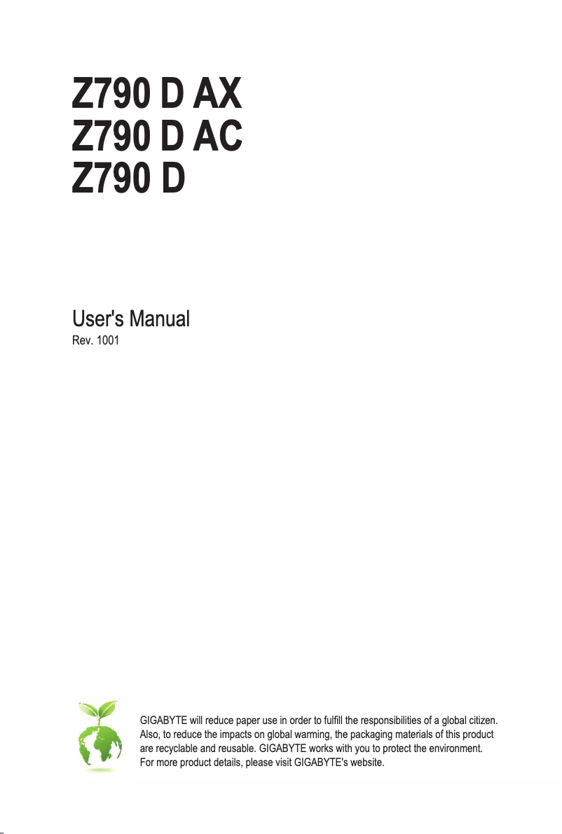 Página 1 del manual Manual de usuario Gigabyte Z790 D AX