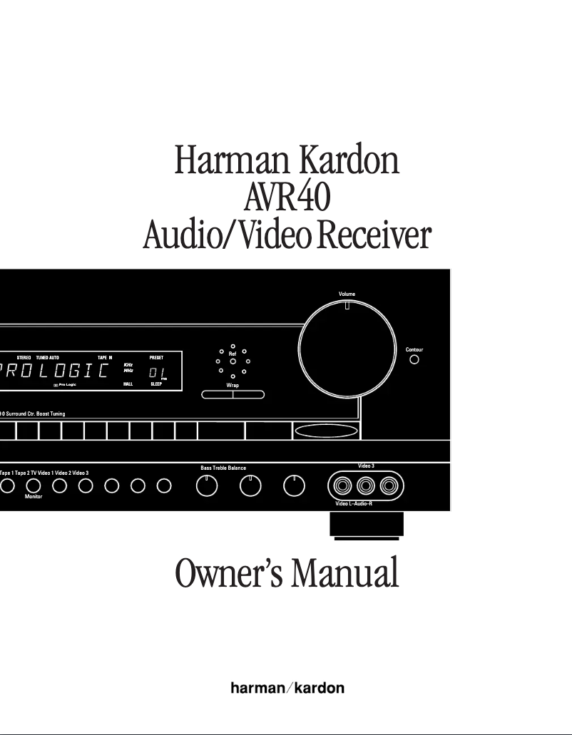 Page n°1 - Manuel utilisateur Harman Kardon AVR 40