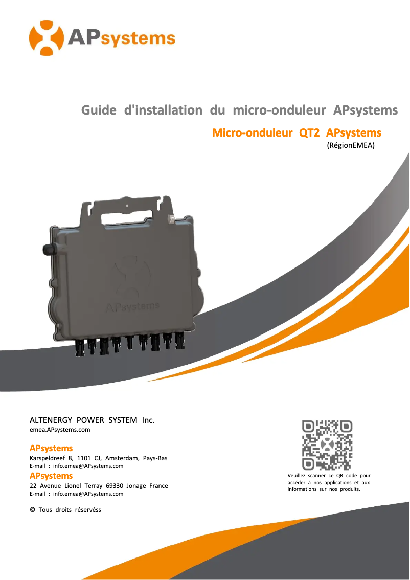 Page 1 de la notice Guide d'installation APsystems QT2
