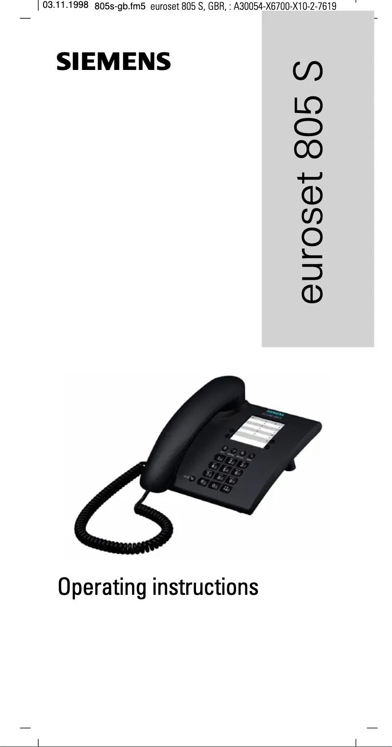 Página 1 del manual Manual de usuario Siemens Euroset 805