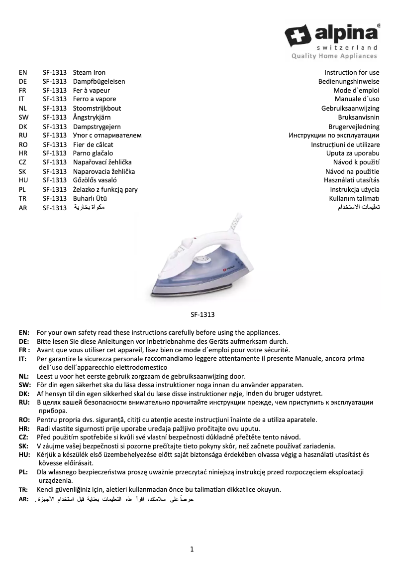 Página 1 del manual Manual de usuario Alpina SF-1313