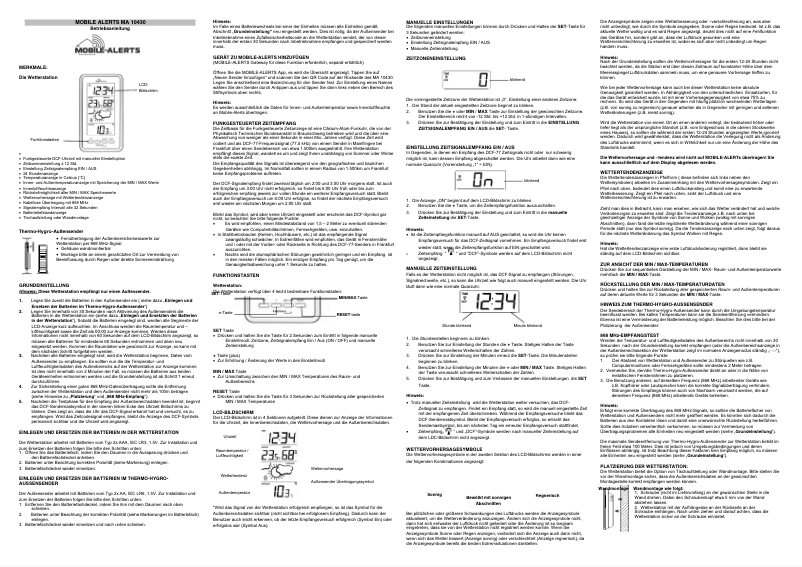 Page 1 de la notice Manuel utilisateur Techno Line MA 10430