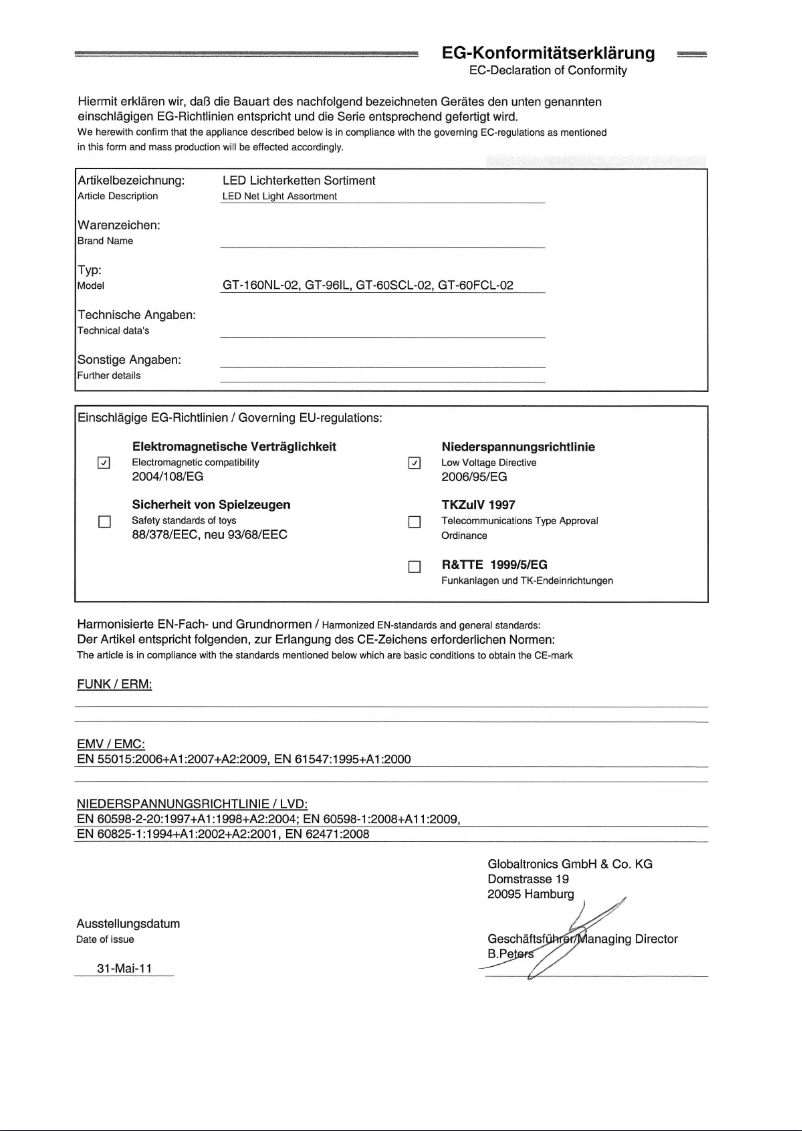 Página 1 del manual Manual de usuario Casa Deco GT-160NL-02