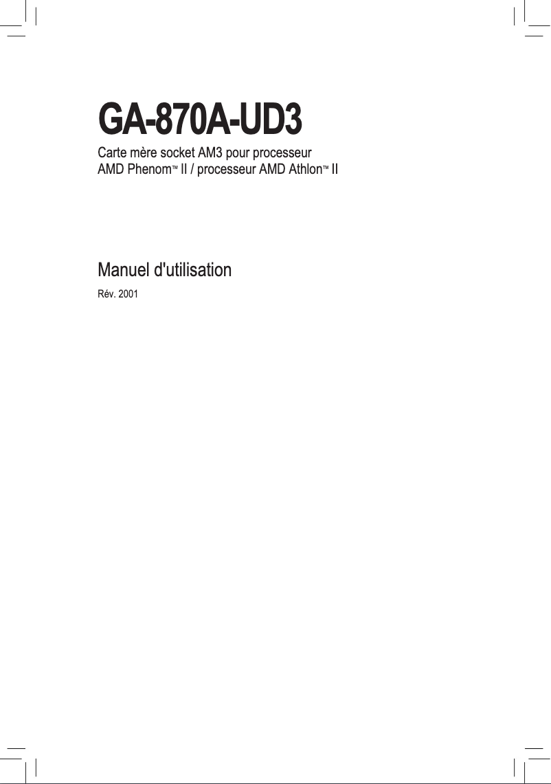 Image de la première page du manuel de l'appareil GA-870A-UD3