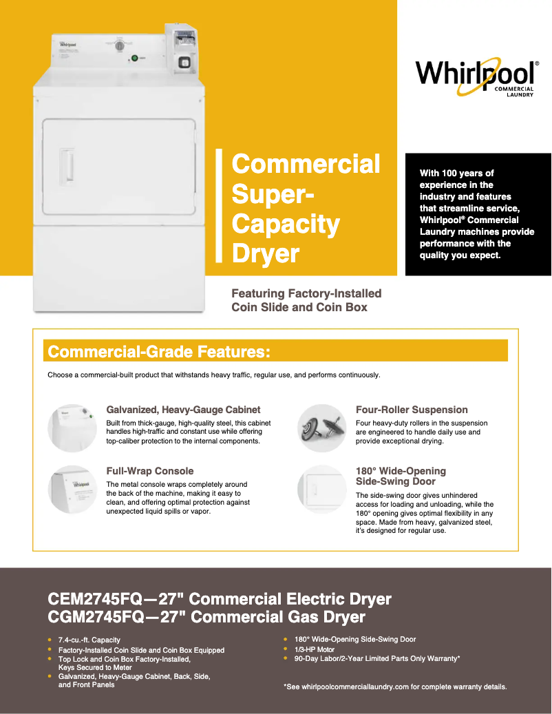 Page n°1 - Fiche technique Whirlpool CGM2745FQ