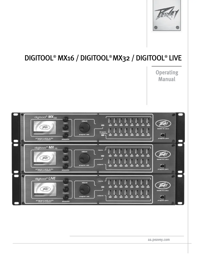 Page 1 de la notice Manuel utilisateur Peavey Digitool MX32