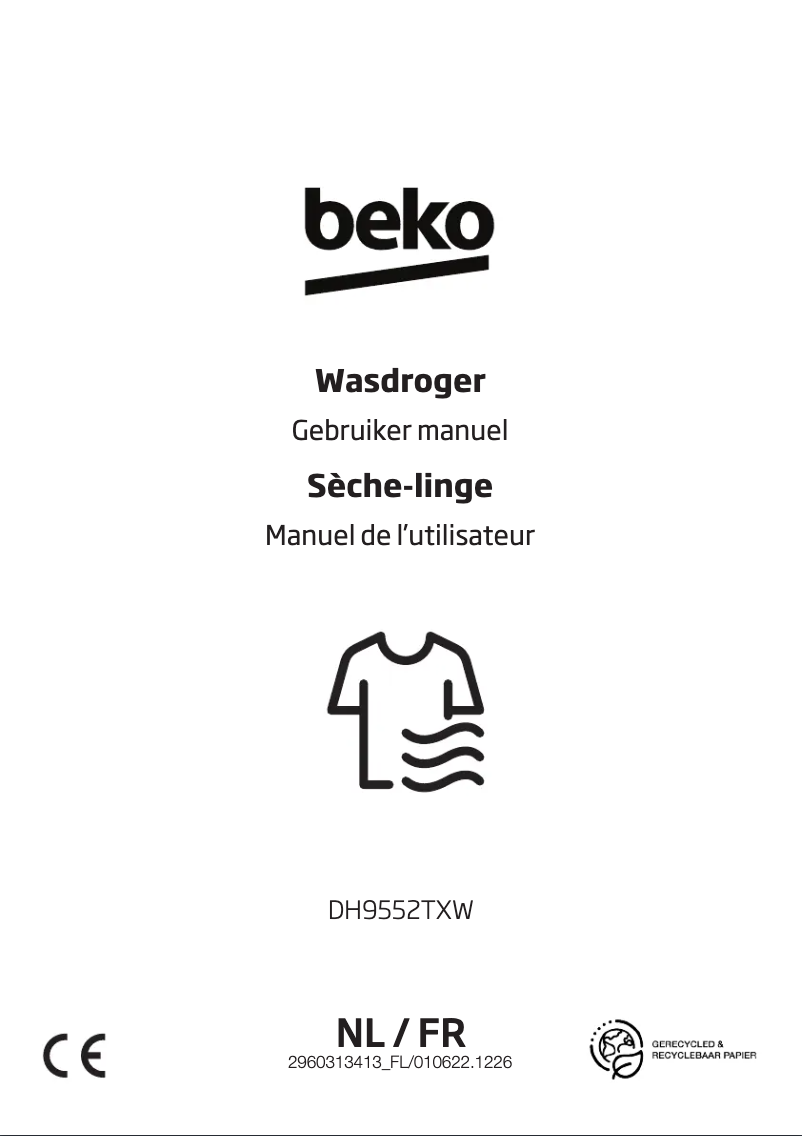 Page 1 de la notice Manuel utilisateur Beko DH9552TXW