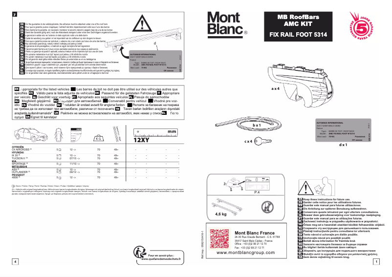 Page 1 de la notice Manuel utilisateur Mont Blanc AMC 5314