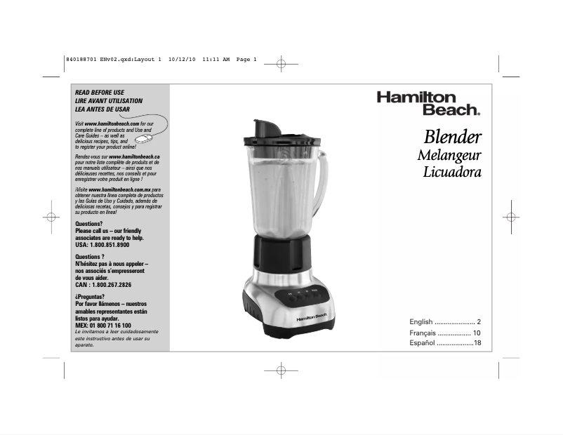 Page n°1 - Manuel utilisateur Hamilton Beach Wave Power 54227