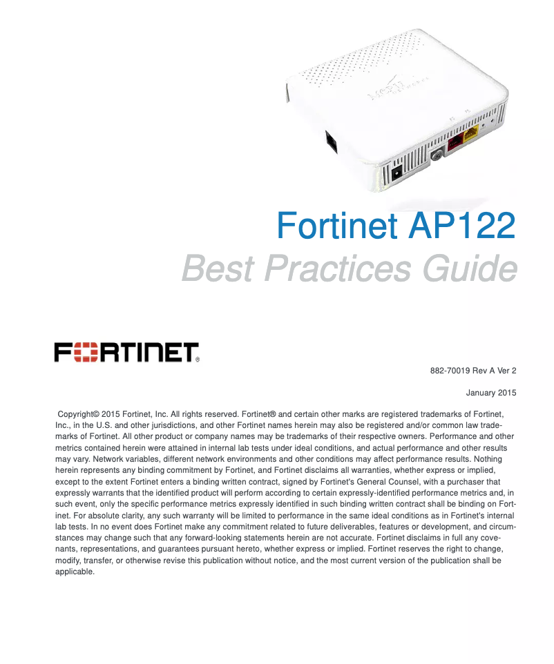 Page n°1 - Manuel utilisateur Fortinet AP122