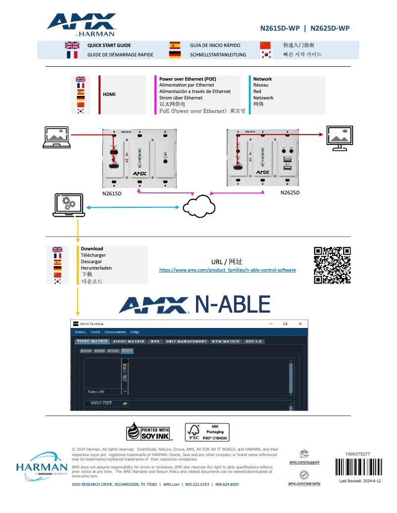 Page 1 de la notice Guide de démarrage rapide AMX NMX-ENC-N2615D-WP