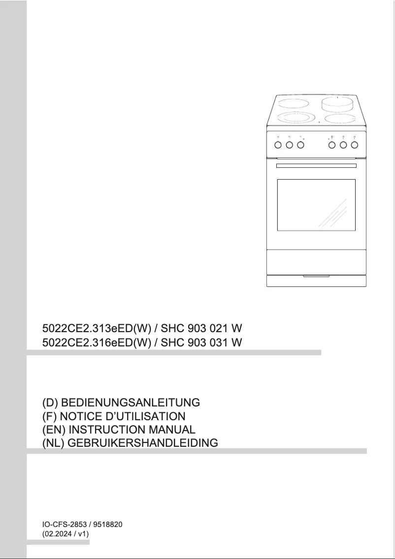 Page n°1 - Manuel utilisateur Amica SHC 903 031 W