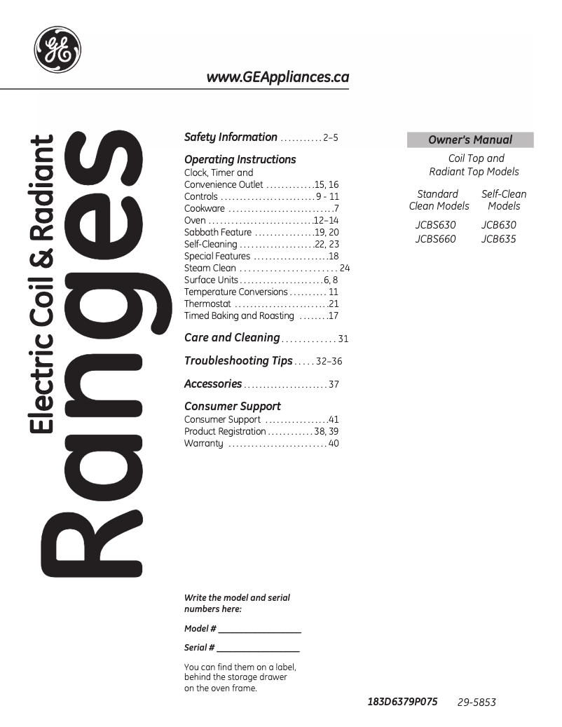 Page n°1 - Manuel utilisateur Mabe JCB630DJWW