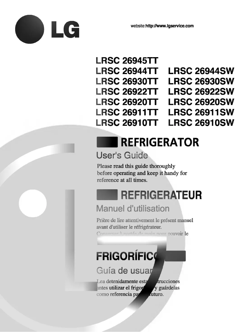 Image de la première page du manuel de l'appareil LRSC26944SW