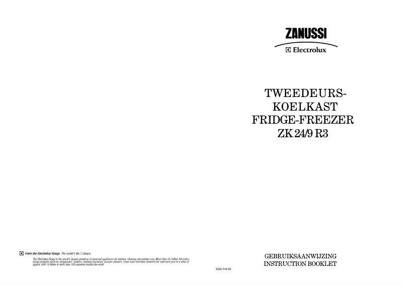 Page 1 de la notice Manuel utilisateur Zanussi ZK 24/9 r3