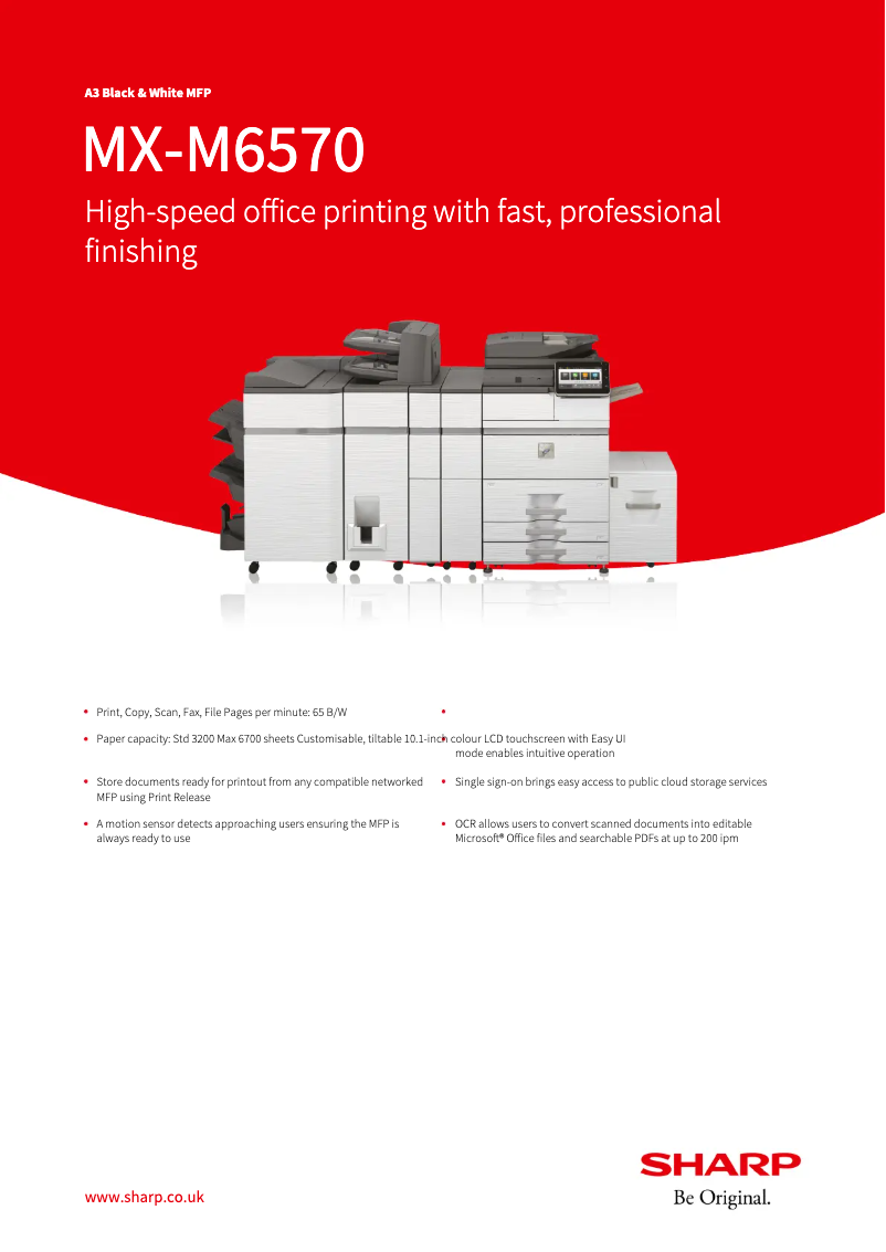 Image de la première page du manuel de l'appareil MX-M6570