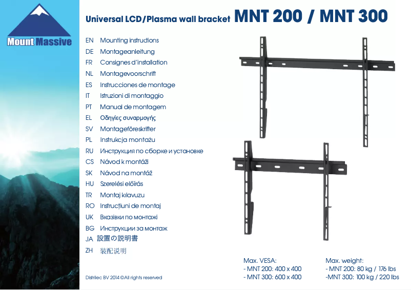 Page n°1 - Manuel utilisateur Mount Massive MNT 300