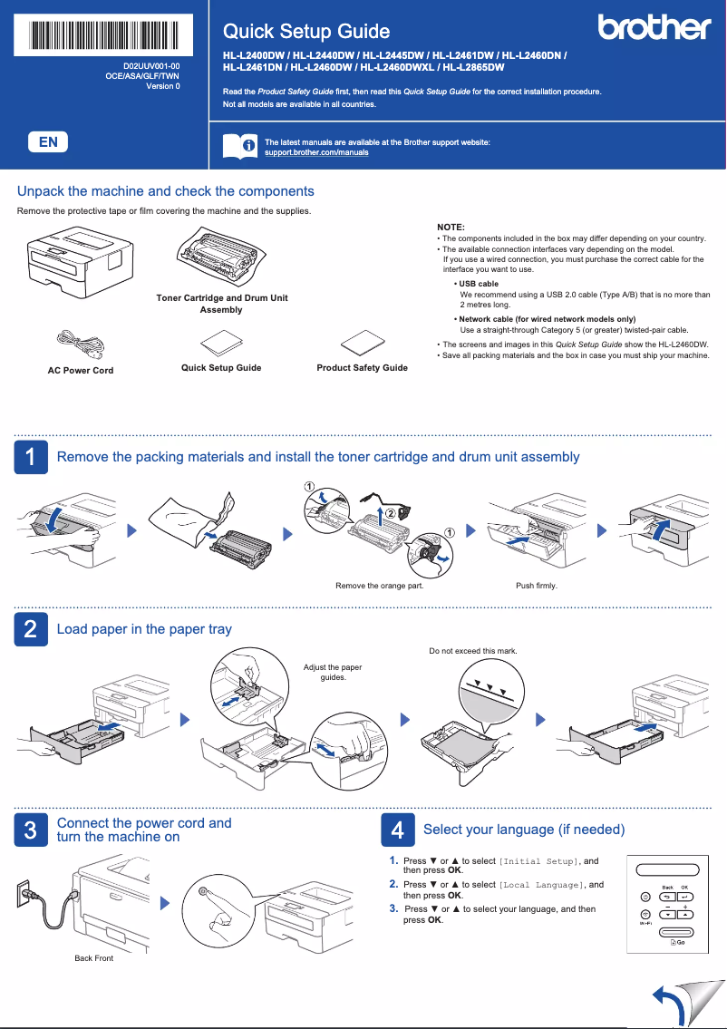 Page 1 de la notice Manuel utilisateur Brother HL-L2440DW