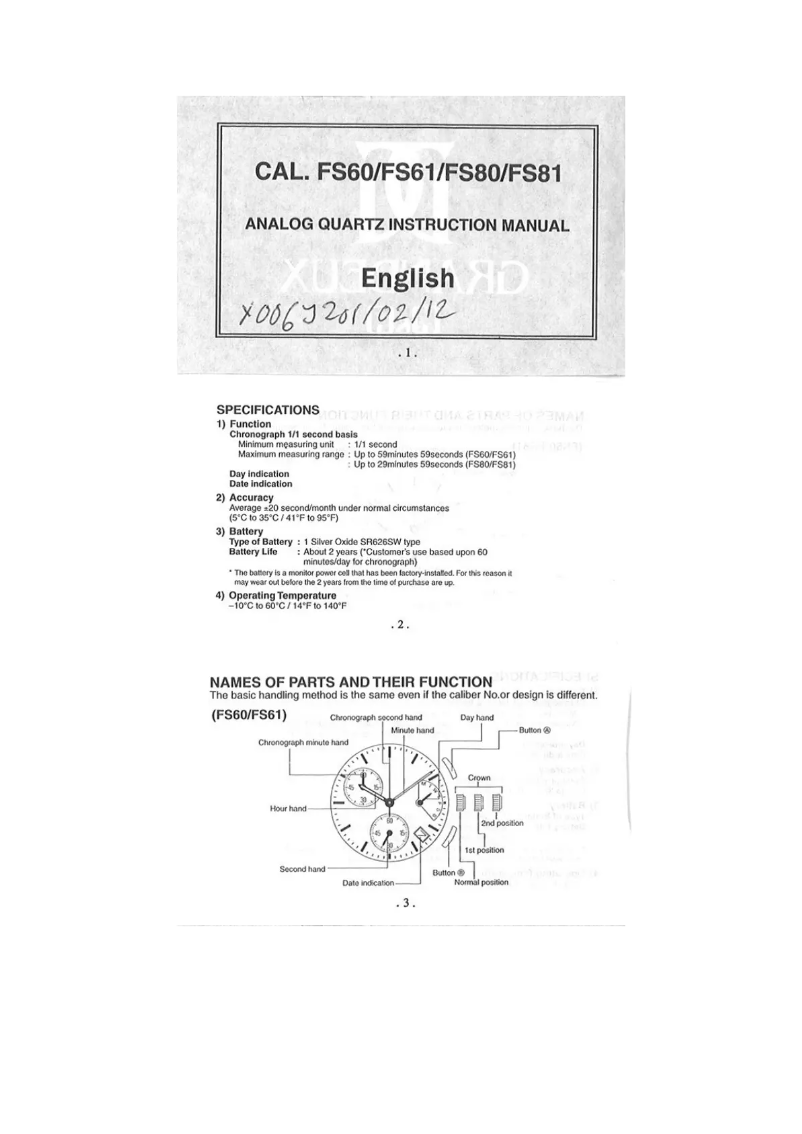 Page n°1 - Manuel utilisateur Grandeux FS80